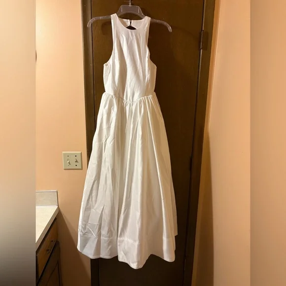 NWT BHLDN Anthropologie High Neck Satin Duchess A-Line Midi Dress - Picture 4 of 15